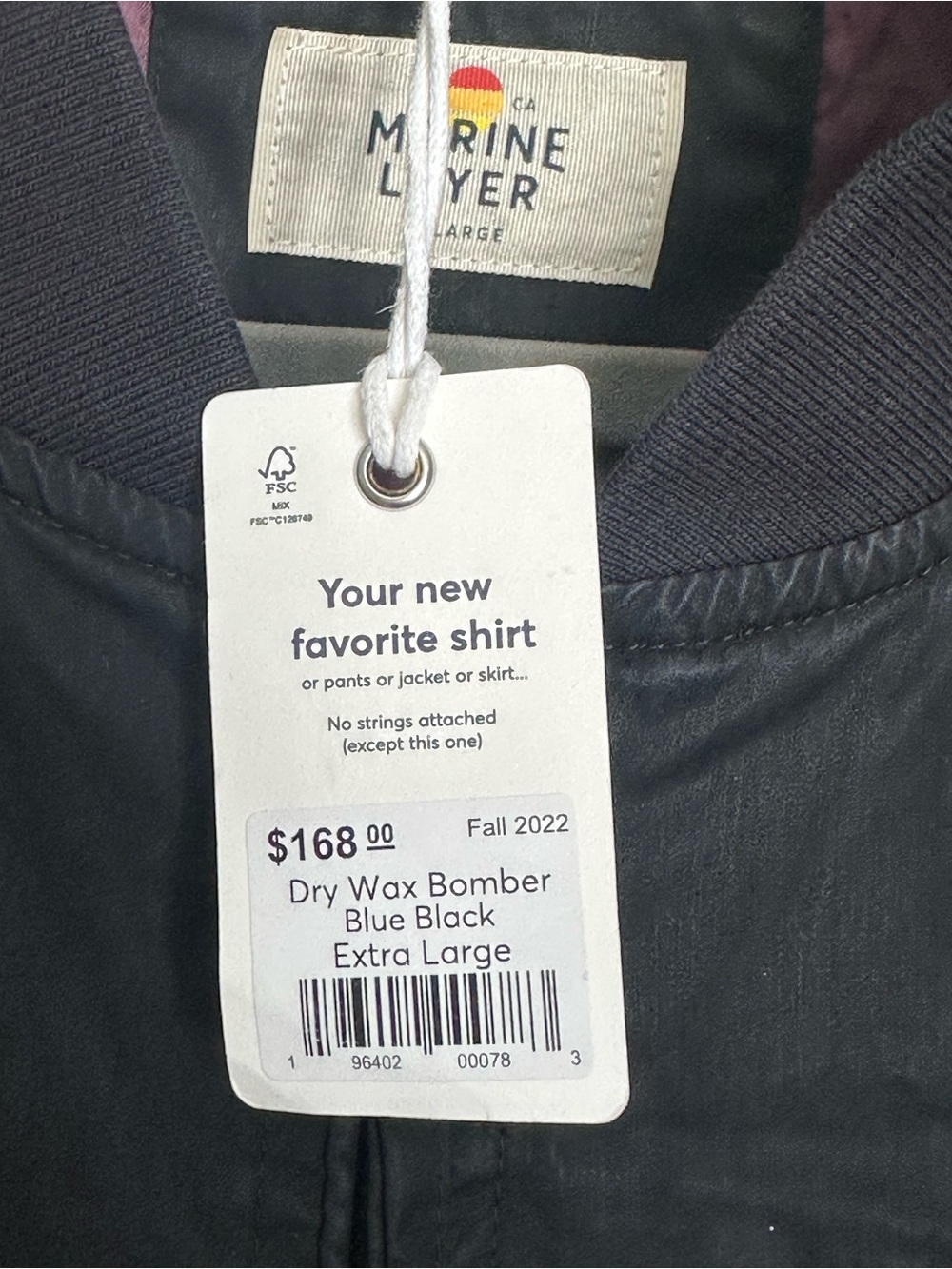 MARINE LAYER dry wax bomber jacket in blue/black - Picture 8 of 16